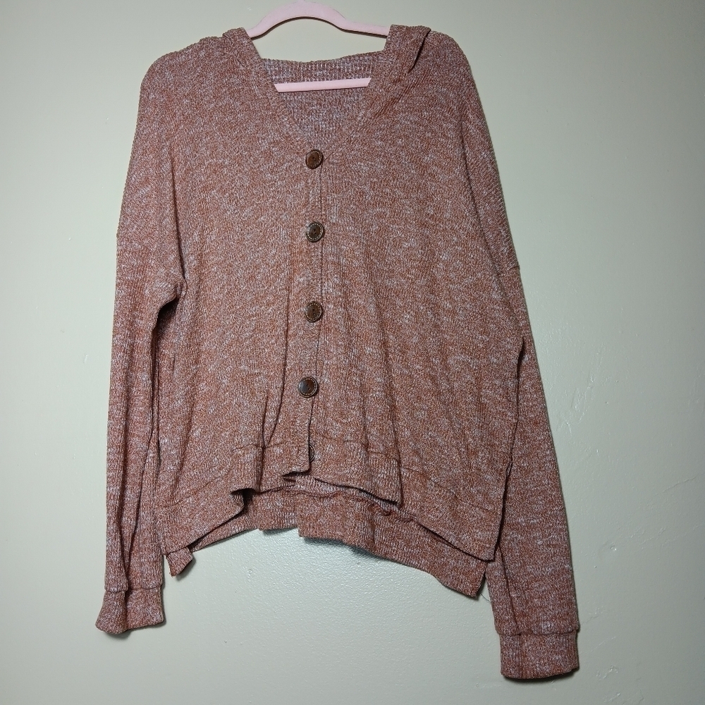 White birch hoodie,cardigan ,sweater Size LG with a v neckline brown